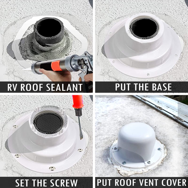 NU-SET | RV Roof Vent Caps | RV Roof Vent Cover | RV Accessories & Door Hardware (White) - Image 5